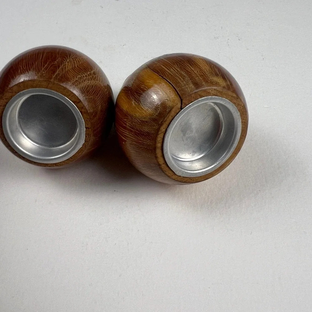VTG Wooden Salt and Pepper Shakers Brown Wood Sauk Centre MN Souvenir